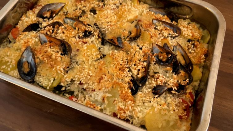 Ricetta per la tiella patate, riso e cozze