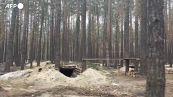 Campo base russo abbandonato in una foresta vicino a Kiev