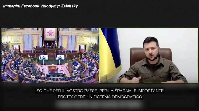 Zelensky al Parlamento spagnolo: "E' come Guernica"