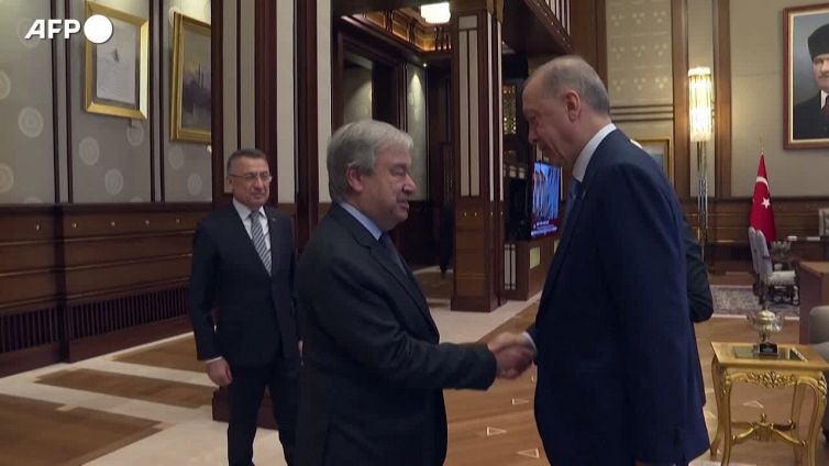 Ankara, il presidente turco Erdogan incontra il segretario dell'Onu Guterres
