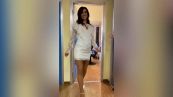 Lorella Boccia a Made in Sud, l'abito bianco in pizzo mostrato su Instagram