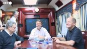 Ucraina, Draghi, Macron e Scholz verso Kiev: le immagini durante il viaggio in treno
