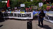 Nato: Madrid, manifestanti ucraini protestano fuori dalla sede del vertice
