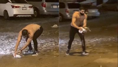Durante un nubifragio salva il cucciolo: il video su TikTok