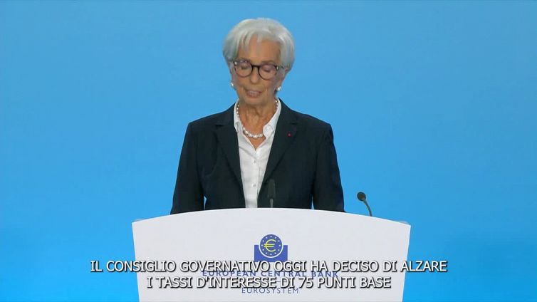 Bce alza tassi di 0,75 punti, principale a 2%