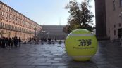 Atp Finals, il centro di Torino invaso da palline da tennis giganti