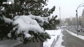 Ucraina, neve a Kiev: servizi municipali al lavoro per ripulire le strade