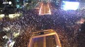 Israele, manifestazione anti-Netanyahu a Tel Aviv: la protesta vista dall'alto
