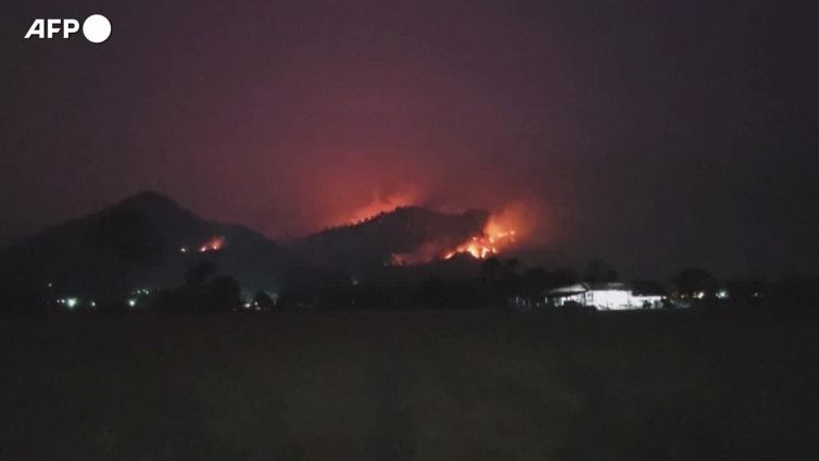 Thailandia, i vigili del fuoco combattono un vasto incendio boschivo