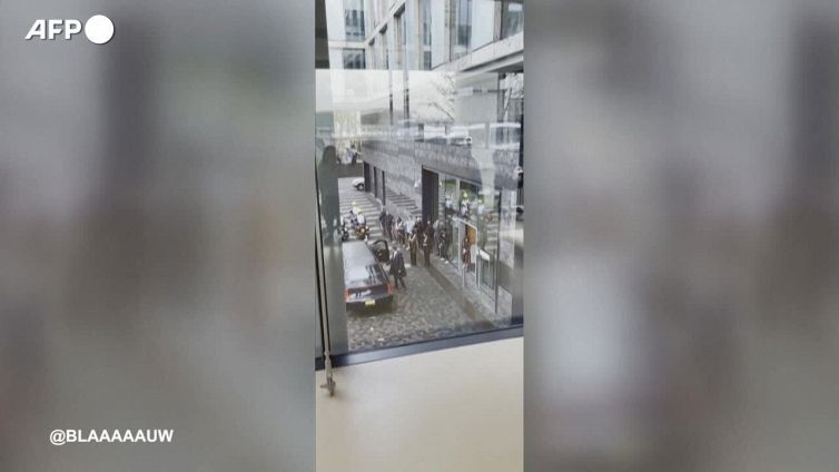 Amsterdam, manifestante bloccato dalla sicurezza all'arrivo di Macron all'universita'