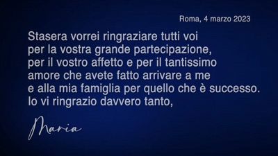 Maria: ''Vorrei ringraziare tutti voi...