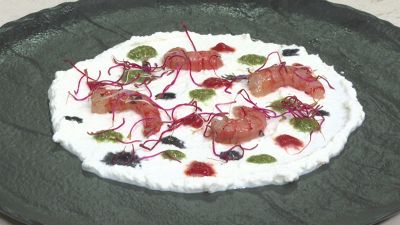 Crema di burrata con gamberi