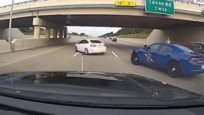 Il ladro cerca la fuga, la polizia lo blocca in modo spettacolare