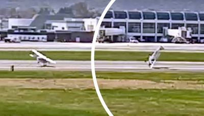 Vento e inesperienza: aereo si ribalta in pista