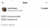 Hantavirus, mistero sul tweet del 2022 che ha previsto l’epidemia