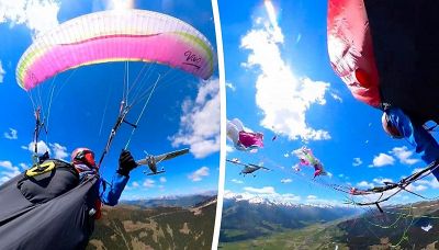 Paura ad alta quota: aereo prende in pieno il paracadute di un parapendio