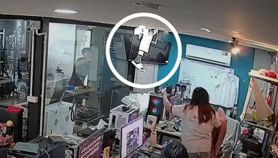 Dipendente sfonda il soffitto in ufficio durante uno scherzo
