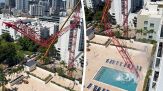 Gru crolla a Miami e finisce nella piscina di un grattacielo