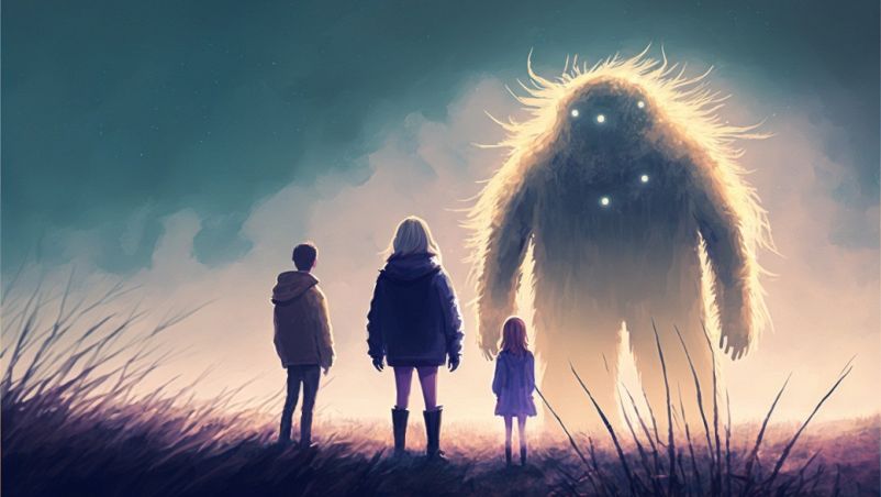 Un mostro appare davanti a tre bambini