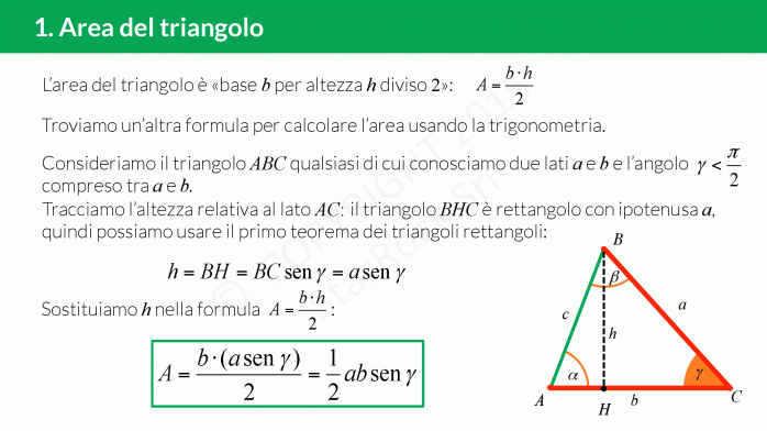 Triangoli: come calcolare l'area e il teorema della corda