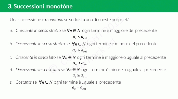 Successioni numeriche: definizione e proprietà