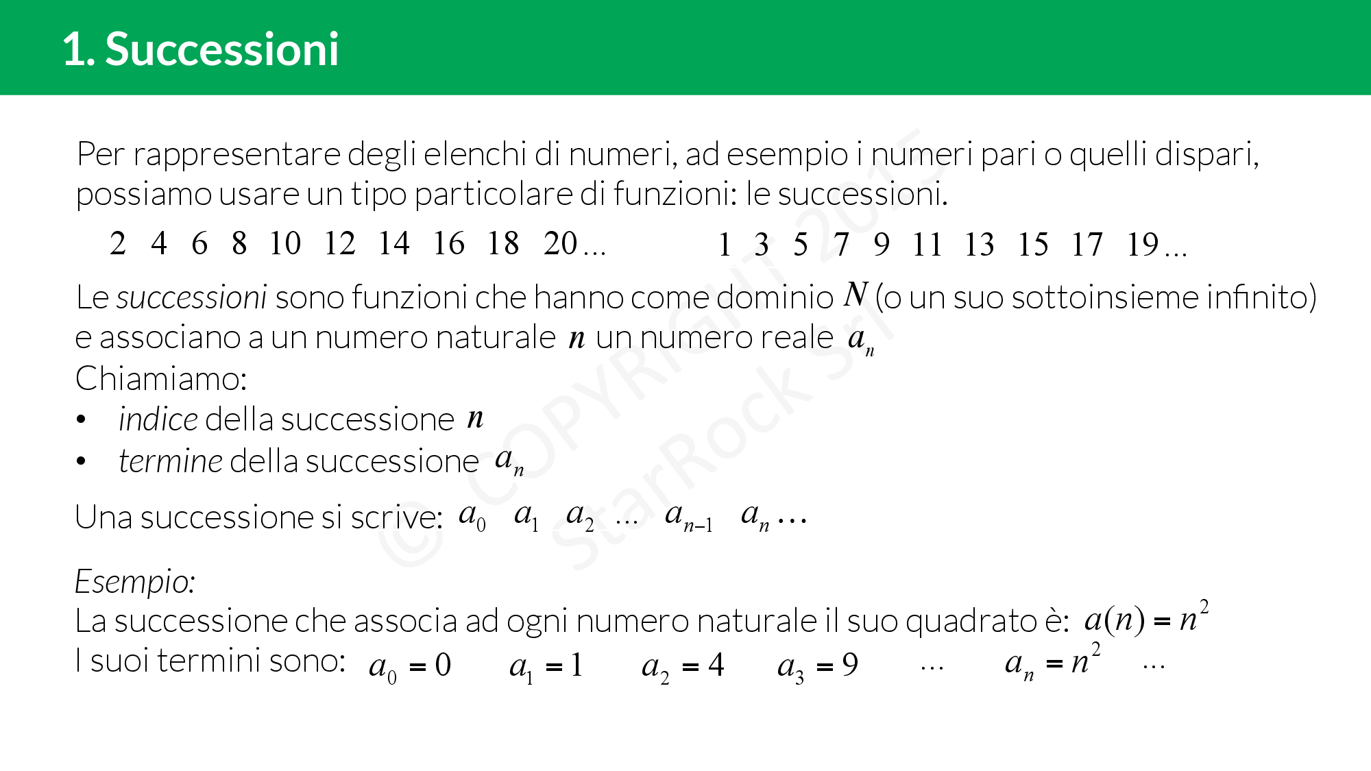 Successioni numeriche: definizione e proprietà