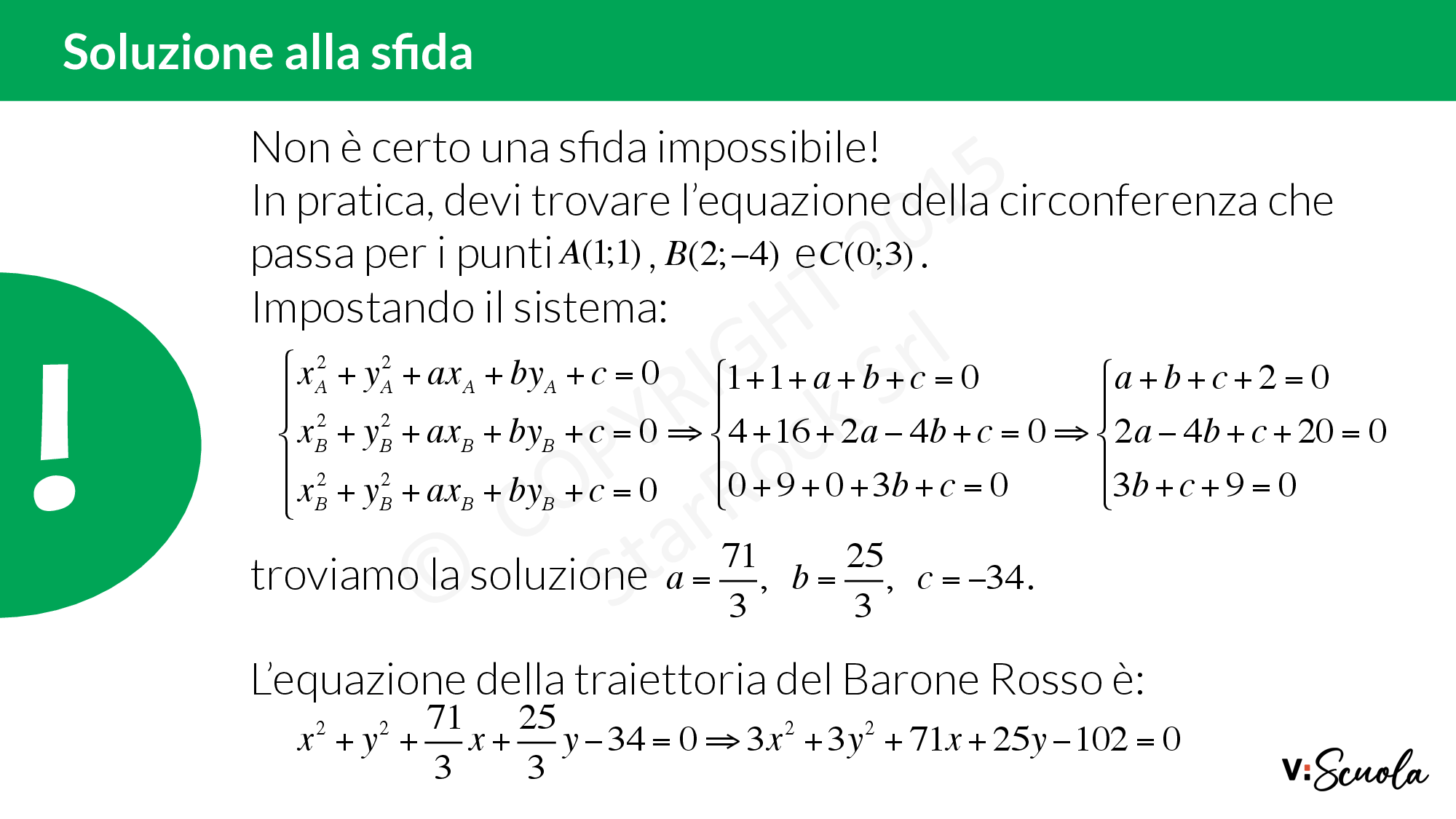 Soluzione esercizio sulla circonferenza, centro e retta tangente