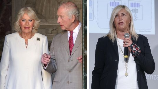 La prof Rita Cucchiara e Re Carlo III con Camilla