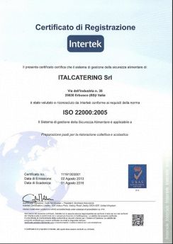 ITALCATERING Certificato ISO 22000