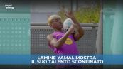 Lamine Yamal: show di palleggi in allenamento