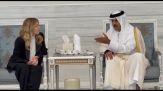 Qatar, Meloni a Doha alla cerimonia condoglianze Emiro Padre Al Thani