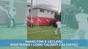 Hamilton e Leclerc mostrano il loro talento calcistico