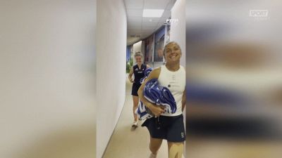 Paolini-Errani, tuffo in piscina dopo la vittoria
