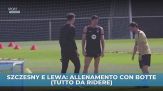 Szczesny e Lewa: allenamento con botte (finte)