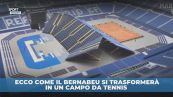 Il Bernabeu diventa un campo da tennis: immagini spettacolari