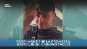 Pedri mantiene la promessa: baffi lunghi e nuovo taglio