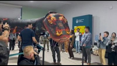 Un enorme serpente alla Cop29: simboleggia i Paesi inquinanti