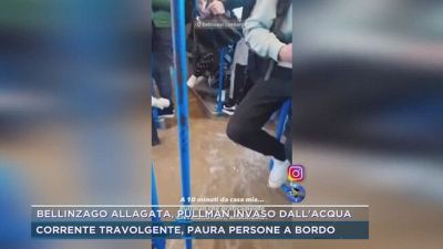 Bellinzago allagata, pullman invaso dall'acqua