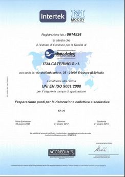 ITALCATERING Certificato ISO 9001