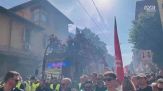Il Bologna sfila sul pullman per festeggiare la Coppa Italia