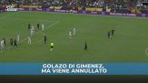 Gimenez, gol in rovesciata annullato: esultanza strozzata