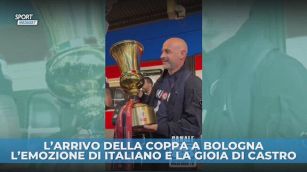 L'arrivo della Coppa a Bologna. L'emozione di Italiano e la gioia di Castro