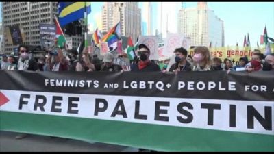 Manifestazione pro Gaza a Chicago prima della convention democratica
