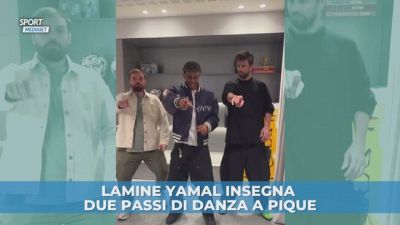 Yamal insegna due passi di danza a Piqué
