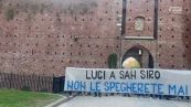 La protesta dei tifosi dell'Inter: "Luci a San Siro, non le spegnerete mai"