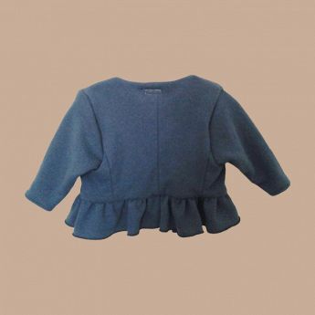 Giacca bimba in cotone organico 1-3 anni | giacchino con baschina arricciata, colore blu. Semplice ed elegante, ideale per occasioni formali e cerimonia.