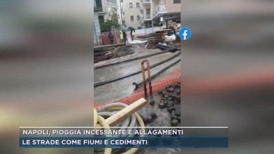 Napoli, pioggia incessante e allagamenti