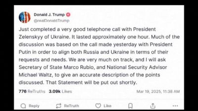 Telefonata Trump-Zelensky positiva, Kiev: "Pace duratura entro 2025"