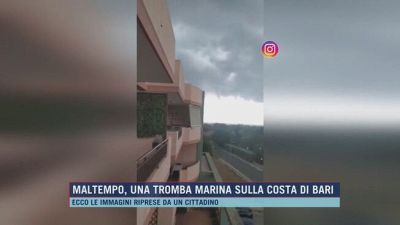 Maltempo, una tromba marina sulla costa di Bari