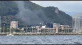 Incendio all'ospedale di Salerno, le immagini della colonna di fumo